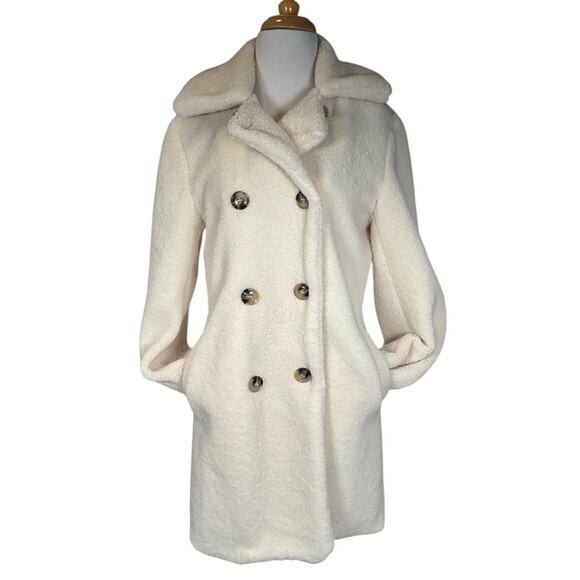 NWT Rachel Parcel Long Ivory Faux Fur Trench Coat | Size Small Elegant Winter - Picture 2 of 11